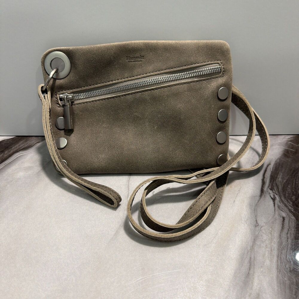Hammitt Nash Small Crossbody Bag Pewter Leather Clutch Wristlet Gray Silver - Picture 10 of 10